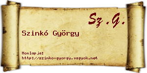 Szinkó György névjegykártya