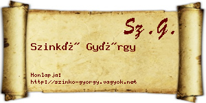 Szinkó György névjegykártya